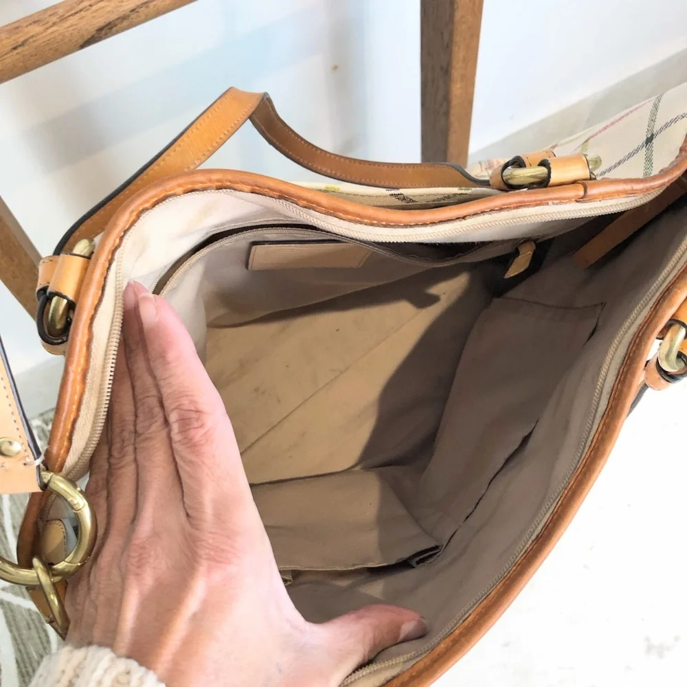 Coach Tatersall cream plaid handbag crossbody bag - Picture 7 of 12